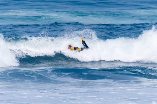 VIANA DO CASTELO, PORTUGAL - SEPTEMBER 22, 2016: Maxime Castillo (FRA) during  the Viana World Bodyboard Championship 2016.