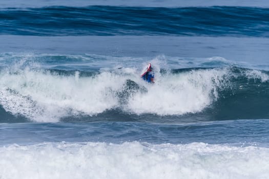 VIANA DO CASTELO, PORTUGAL - SEPTEMBER 22, 2016: Mike Stewart (HAW) during  the Viana World Bodyboard Championship 2016.