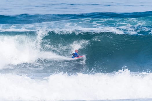 VIANA DO CASTELO, PORTUGAL - SEPTEMBER 22, 2016: Mike Stewart (HAW) during  the Viana World Bodyboard Championship 2016.