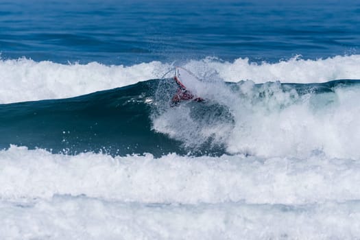 VIANA DO CASTELO, PORTUGAL - SEPTEMBER 22, 2016: Mathias Dias (CHI) during  the Viana World Bodyboard Championship 2016.