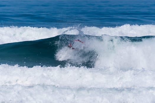 VIANA DO CASTELO, PORTUGAL - SEPTEMBER 22, 2016: Mathias Dias (CHI) during  the Viana World Bodyboard Championship 2016.