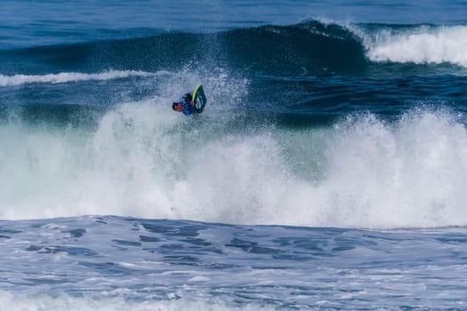 VIANA DO CASTELO, PORTUGAL - SEPTEMBER 22, 2016: Brahim Iddouch (MAR) during  the Viana World Bodyboard Championship 2016.