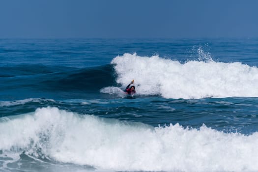 VIANA DO CASTELO, PORTUGAL - SEPTEMBER 22, 2016: Mathias Dias (CHI) during  the Viana World Bodyboard Championship 2016.