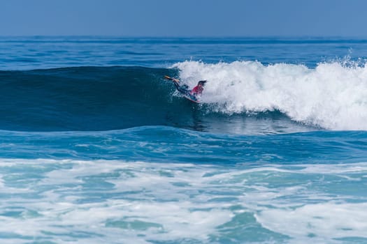 VIANA DO CASTELO, PORTUGAL - SEPTEMBER 22, 2016: Mathias Dias (CHI) during  the Viana World Bodyboard Championship 2016.