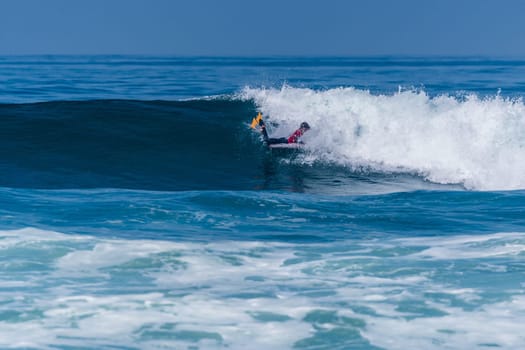 VIANA DO CASTELO, PORTUGAL - SEPTEMBER 22, 2016: Mathias Dias (CHI) during  the Viana World Bodyboard Championship 2016.