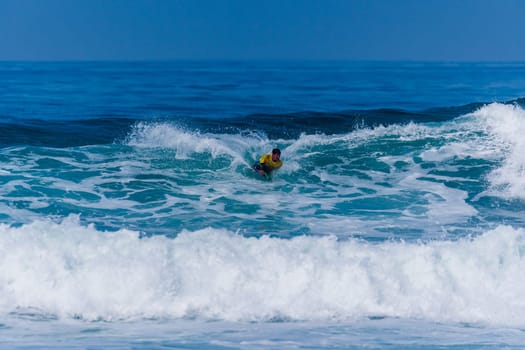 VIANA DO CASTELO, PORTUGAL - SEPTEMBER 22, 2016: Alex Uranga (EUS) during  the Viana World Bodyboard Championship 2016.