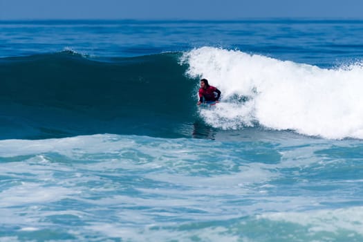 VIANA DO CASTELO, PORTUGAL - SEPTEMBER 22, 2016: Mathias Dias (CHI) during  the Viana World Bodyboard Championship 2016.