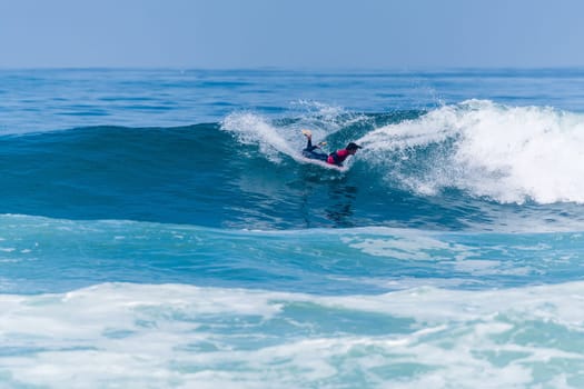 VIANA DO CASTELO, PORTUGAL - SEPTEMBER 22, 2016: Mathias Dias (CHI) during  the Viana World Bodyboard Championship 2016.