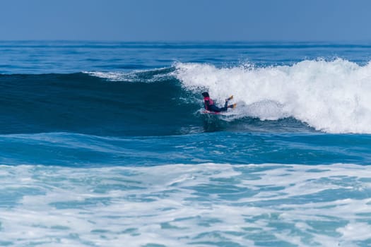 VIANA DO CASTELO, PORTUGAL - SEPTEMBER 22, 2016: Mathias Dias (CHI) during  the Viana World Bodyboard Championship 2016.