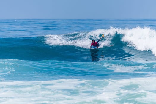 VIANA DO CASTELO, PORTUGAL - SEPTEMBER 22, 2016: Mathias Dias (CHI) during  the Viana World Bodyboard Championship 2016.
