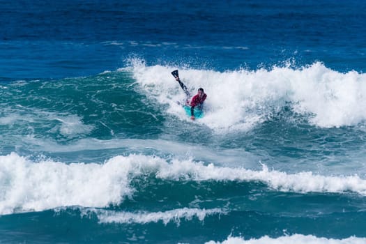 VIANA DO CASTELO, PORTUGAL - SEPTEMBER 22, 2016: Dave Hubbard (HAW) during  the Viana World Bodyboard Championship 2016.