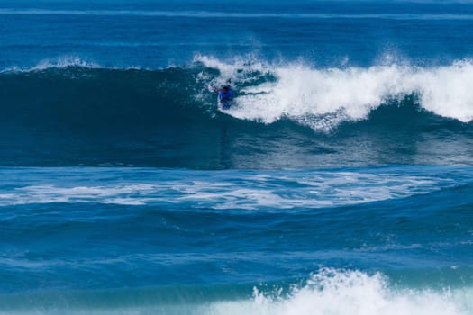 VIANA DO CASTELO, PORTUGAL - SEPTEMBER 22, 2016: Socrates Santana (BRA) during  the Viana World Bodyboard Championship 2016.