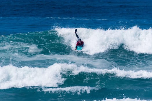 VIANA DO CASTELO, PORTUGAL - SEPTEMBER 22, 2016: Dave Hubbard (HAW) during  the Viana World Bodyboard Championship 2016.