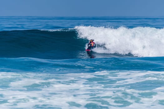 VIANA DO CASTELO, PORTUGAL - SEPTEMBER 22, 2016: Mathias Dias (CHI) during  the Viana World Bodyboard Championship 2016.