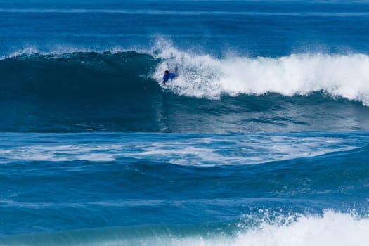 VIANA DO CASTELO, PORTUGAL - SEPTEMBER 22, 2016: Socrates Santana (BRA) during  the Viana World Bodyboard Championship 2016.
