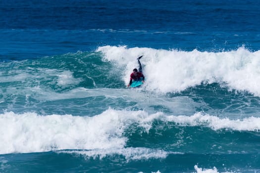 VIANA DO CASTELO, PORTUGAL - SEPTEMBER 22, 2016: Dave Hubbard (HAW) during  the Viana World Bodyboard Championship 2016.