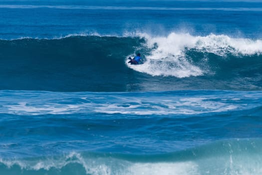 VIANA DO CASTELO, PORTUGAL - SEPTEMBER 22, 2016: Socrates Santana (BRA) during  the Viana World Bodyboard Championship 2016.