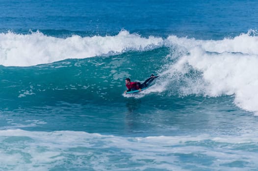 VIANA DO CASTELO, PORTUGAL - SEPTEMBER 22, 2016: Dave Hubbard (HAW) during  the Viana World Bodyboard Championship 2016.