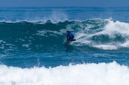 VIANA DO CASTELO, PORTUGAL - SEPTEMBER 22, 2016: Simao Monteiro (POR) during  the Viana World Bodyboard Championship 2016.