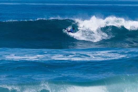 VIANA DO CASTELO, PORTUGAL - SEPTEMBER 22, 2016: Socrates Santana (BRA) during  the Viana World Bodyboard Championship 2016.