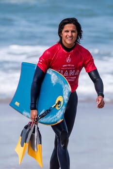 VIANA DO CASTELO, PORTUGAL - SEPTEMBER 22, 2016: Mathias Dias (CHI) during  the Viana World Bodyboard Championship 2016.