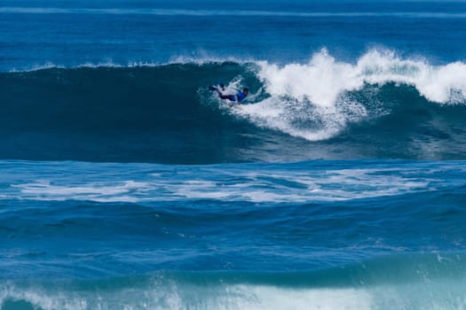 VIANA DO CASTELO, PORTUGAL - SEPTEMBER 22, 2016: Socrates Santana (BRA) during  the Viana World Bodyboard Championship 2016.