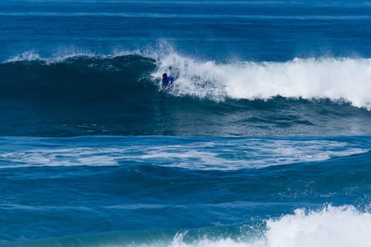 VIANA DO CASTELO, PORTUGAL - SEPTEMBER 22, 2016: Socrates Santana (BRA) during  the Viana World Bodyboard Championship 2016.