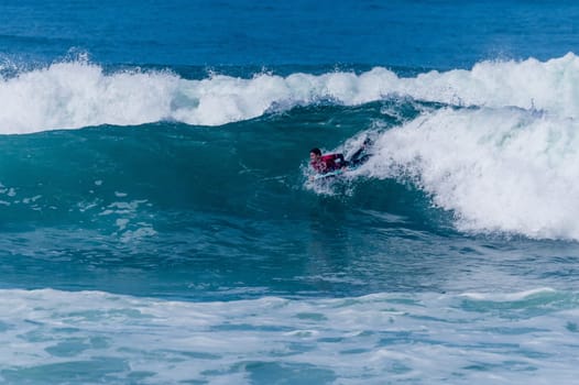 VIANA DO CASTELO, PORTUGAL - SEPTEMBER 22, 2016: Dave Hubbard (HAW) during  the Viana World Bodyboard Championship 2016.