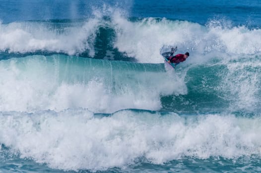 VIANA DO CASTELO, PORTUGAL - SEPTEMBER 22, 2016: Dave Hubbard (HAW) during  the Viana World Bodyboard Championship 2016.