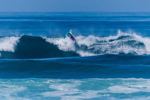 VIANA DO CASTELO, PORTUGAL - SEPTEMBER 22, 2016: Dave Hubbard (HAW) during  the Viana World Bodyboard Championship 2016.
