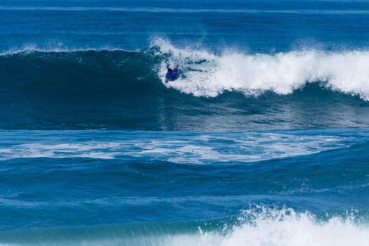 VIANA DO CASTELO, PORTUGAL - SEPTEMBER 22, 2016: Socrates Santana (BRA) during  the Viana World Bodyboard Championship 2016.