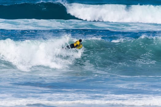 VIANA DO CASTELO, PORTUGAL - SEPTEMBER 22, 2016: Roberto Bruno (BRA) during  the Viana World Bodyboard Championship 2016.