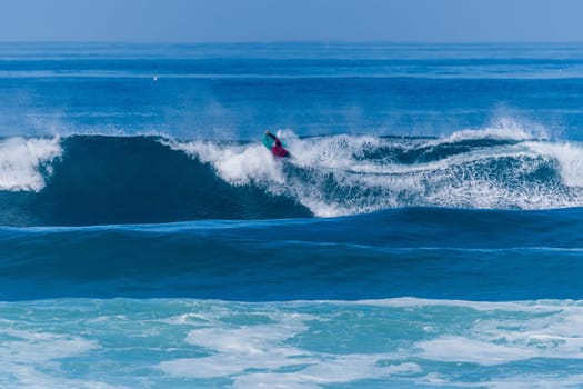 VIANA DO CASTELO, PORTUGAL - SEPTEMBER 22, 2016: Dave Hubbard (HAW) during  the Viana World Bodyboard Championship 2016.