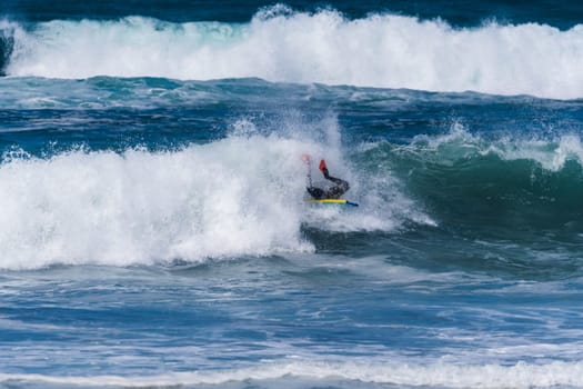 VIANA DO CASTELO, PORTUGAL - SEPTEMBER 22, 2016: Roberto Bruno (BRA) during  the Viana World Bodyboard Championship 2016.