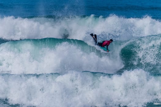 VIANA DO CASTELO, PORTUGAL - SEPTEMBER 22, 2016: Dave Hubbard (HAW) during  the Viana World Bodyboard Championship 2016.