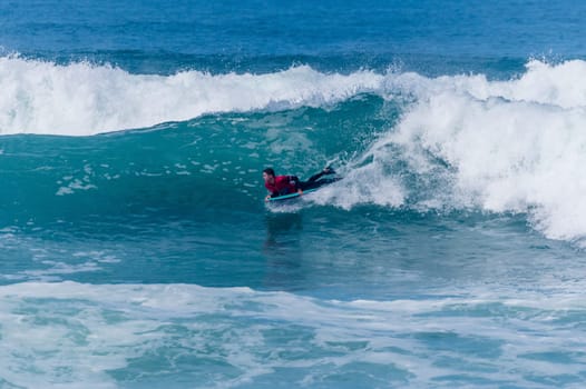 VIANA DO CASTELO, PORTUGAL - SEPTEMBER 22, 2016: Dave Hubbard (HAW) during  the Viana World Bodyboard Championship 2016.
