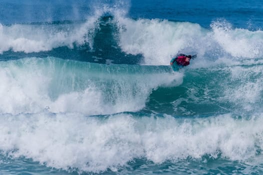 VIANA DO CASTELO, PORTUGAL - SEPTEMBER 22, 2016: Dave Hubbard (HAW) during  the Viana World Bodyboard Championship 2016.