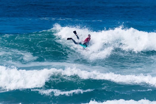 VIANA DO CASTELO, PORTUGAL - SEPTEMBER 22, 2016: Dave Hubbard (HAW) during  the Viana World Bodyboard Championship 2016.