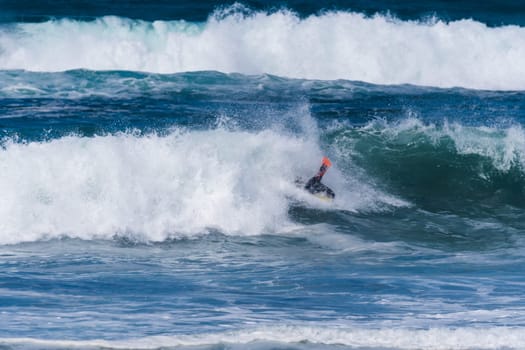 VIANA DO CASTELO, PORTUGAL - SEPTEMBER 22, 2016: Roberto Bruno (BRA) during  the Viana World Bodyboard Championship 2016.