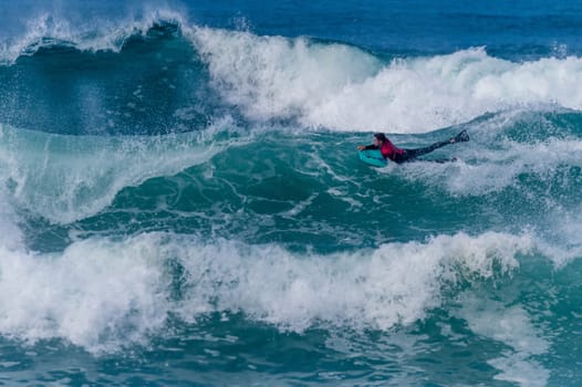VIANA DO CASTELO, PORTUGAL - SEPTEMBER 22, 2016: Dave Hubbard (HAW) during  the Viana World Bodyboard Championship 2016.