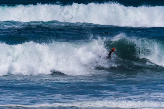 VIANA DO CASTELO, PORTUGAL - SEPTEMBER 22, 2016: Roberto Bruno (BRA) during  the Viana World Bodyboard Championship 2016.