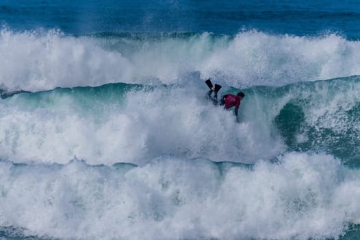 VIANA DO CASTELO, PORTUGAL - SEPTEMBER 22, 2016: Dave Hubbard (HAW) during  the Viana World Bodyboard Championship 2016.