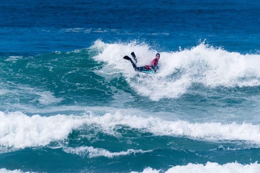 VIANA DO CASTELO, PORTUGAL - SEPTEMBER 22, 2016: Dave Hubbard (HAW) during  the Viana World Bodyboard Championship 2016.