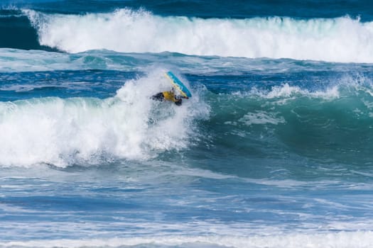 VIANA DO CASTELO, PORTUGAL - SEPTEMBER 22, 2016: Roberto Bruno (BRA) during  the Viana World Bodyboard Championship 2016.