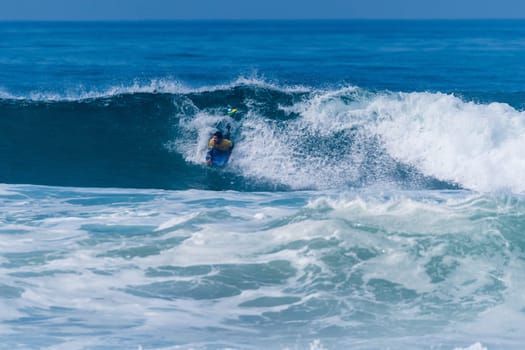 VIANA DO CASTELO, PORTUGAL - SEPTEMBER 22, 2016: Uri Valadao (BRA) during  the Viana World Bodyboard Championship 2016.