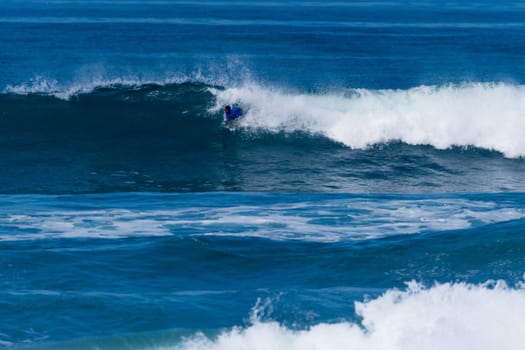 VIANA DO CASTELO, PORTUGAL - SEPTEMBER 22, 2016: Socrates Santana (BRA) during  the Viana World Bodyboard Championship 2016.
