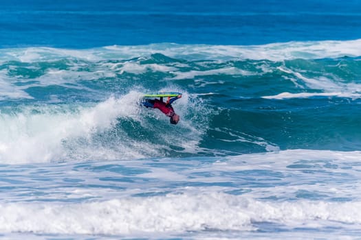 VIANA DO CASTELO, PORTUGAL - SEPTEMBER 22, 2016: Iain Campbell (RSA) during  the Viana World Bodyboard Championship 2016.