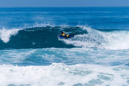 VIANA DO CASTELO, PORTUGAL - SEPTEMBER 22, 2016: Uri Valadao (BRA) during  the Viana World Bodyboard Championship 2016.