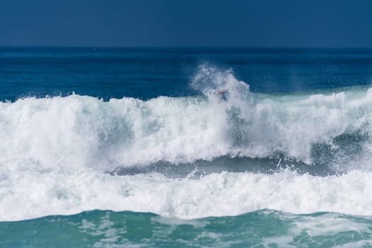 VIANA DO CASTELO, PORTUGAL - SEPTEMBER 22, 2016: Goncalo Pinheiro (POR) during  the Viana World Bodyboard Championship 2016.