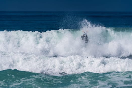 VIANA DO CASTELO, PORTUGAL - SEPTEMBER 22, 2016: Goncalo Pinheiro (POR) during  the Viana World Bodyboard Championship 2016.